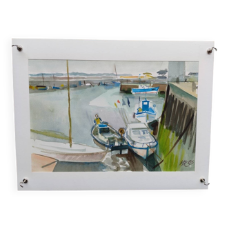 Watercolour by Michel Roubille, the island of Yeu 1985.