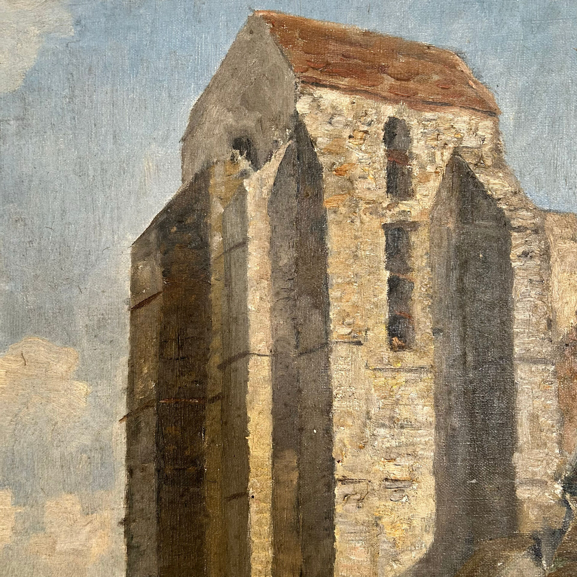 Old painting The country church