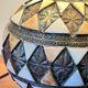 Vintage handcrafted lamp, pottery and silver-plated metal