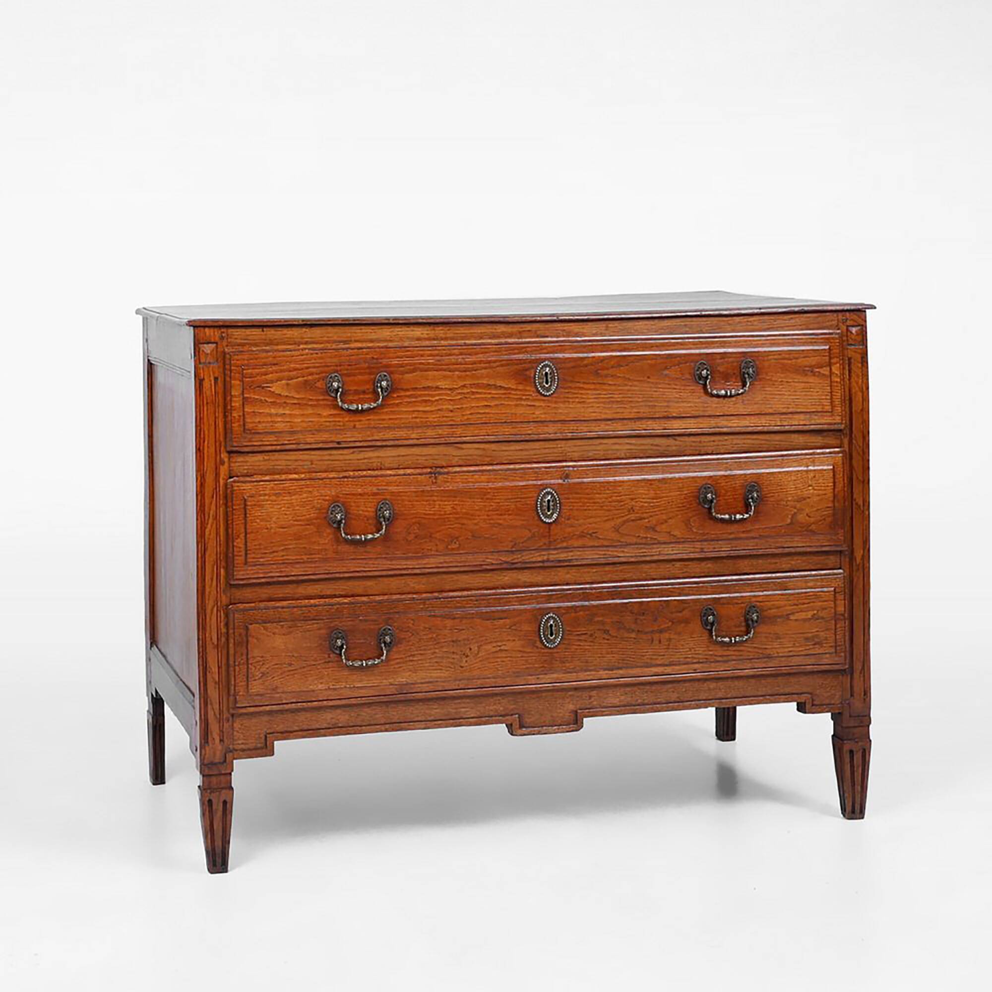 French Rustic Chest of Drawers in Oak with 3 Drawers, 1850s