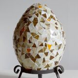 Large vintage glass mosaic egg lamp