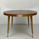 Italian round table with tapered brass leg ends, 1950s