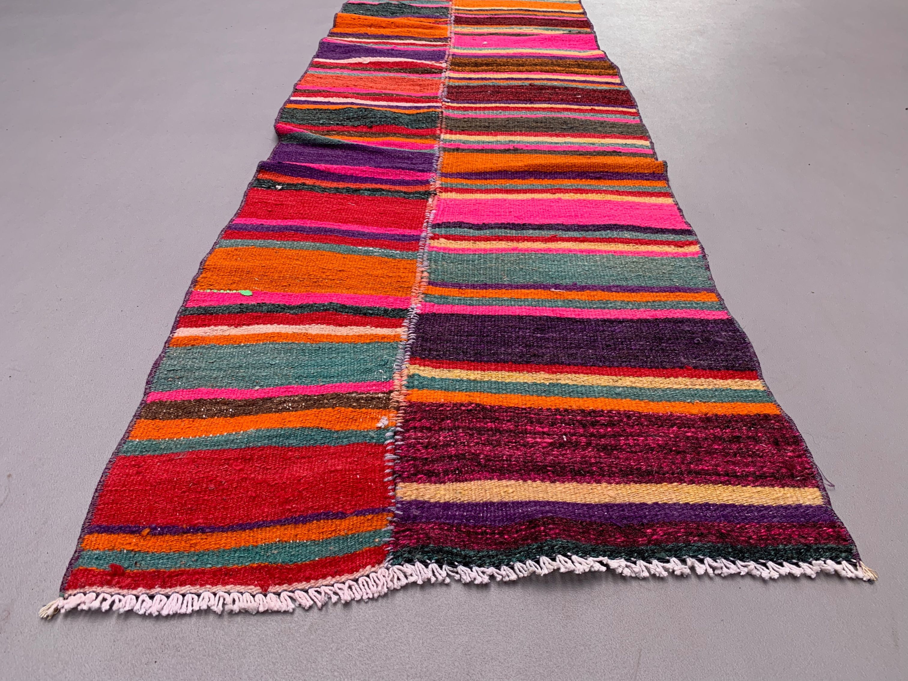 Old Turkish narrow Kilim Runner 266x58 cm shabby chic, vintage kelim