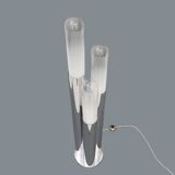 Chrome metal and glass floor lamp, 1970s