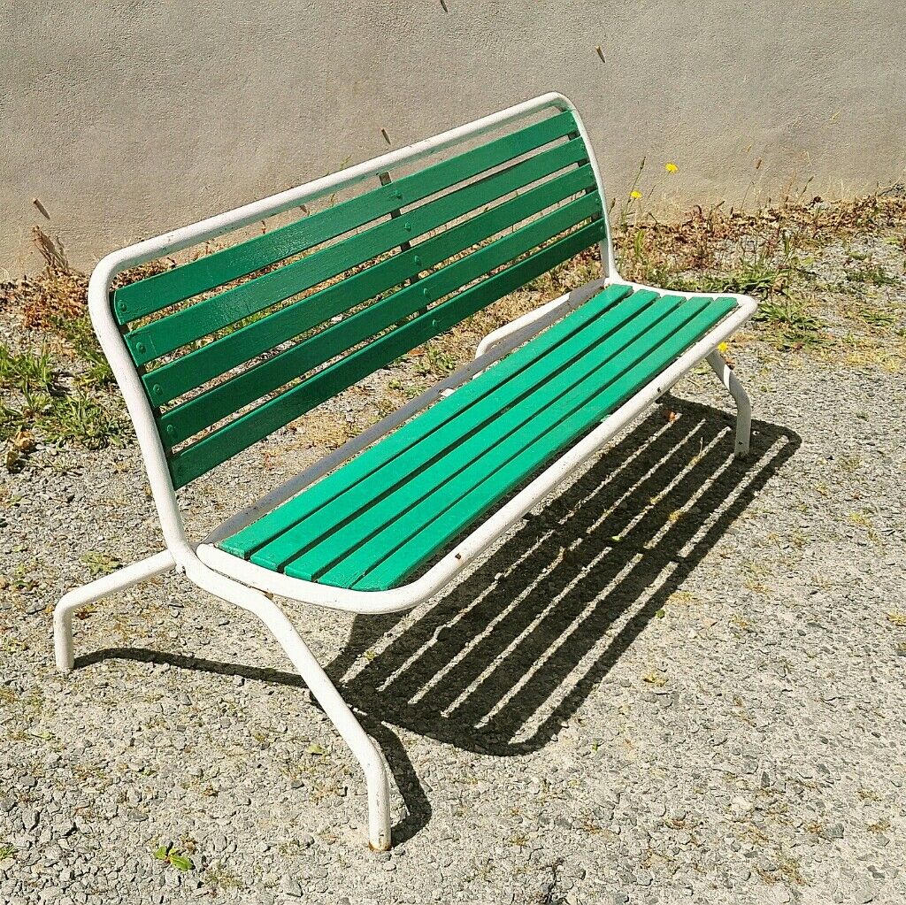 Bench wood and folding metal vintage year 60