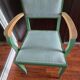 Vintage green bridge armchair with Vichy fabric