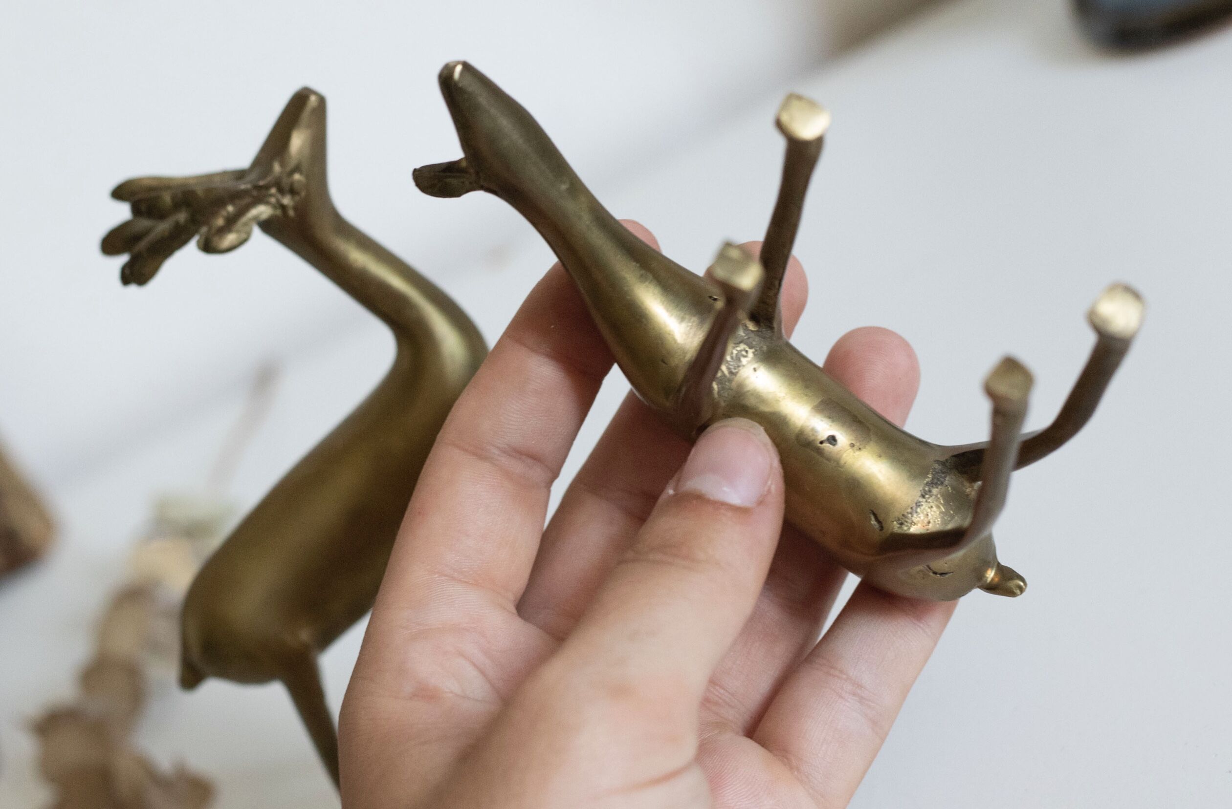 Vintage brass deer and doe
