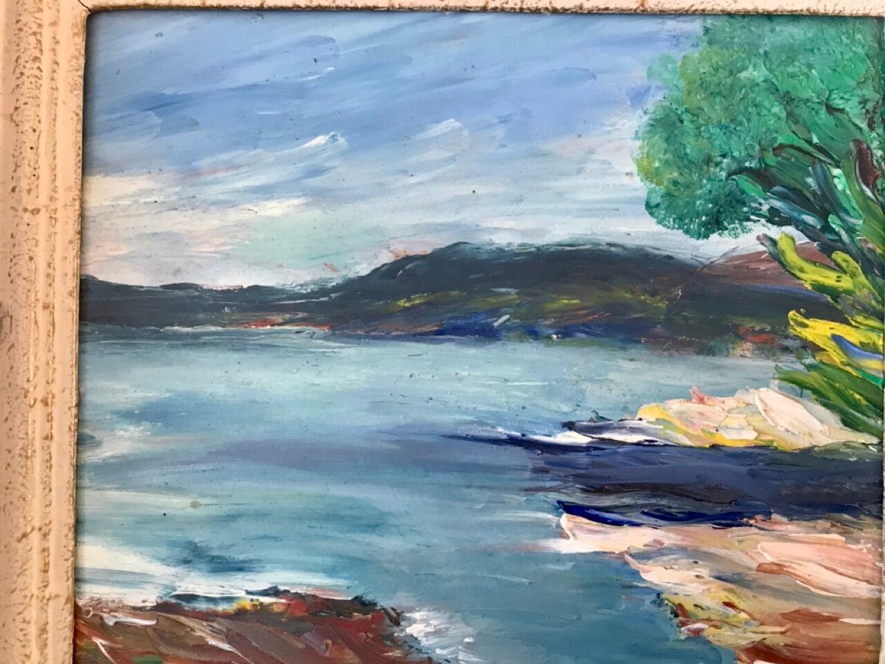 Painting landscape sea framed 50s