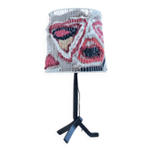 Modernist wrought iron lamp with wool lampshade, France 1950