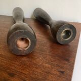 2 diabolo grands bougeoirs chandeliers scandinave bois vintage