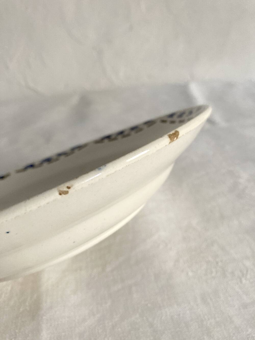 6 soup plates, ironstone from Longchamp, Arlette pattern, 1950s