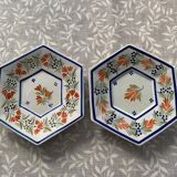 Pair of hexagonal plates Henriiot Quimper