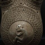 African Art • Ndimu Belly Mask • Makonde • Tanzania • Aluminum