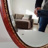 Antique oval mirror with bevelled glass