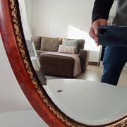 Antique oval mirror with bevelled glass
