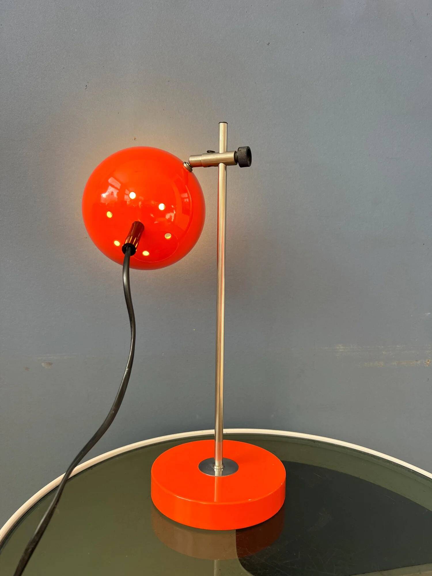 Mid-century orange eyeball space age desk lamp