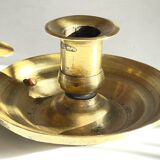 Antique solid bronze hand candlestick
