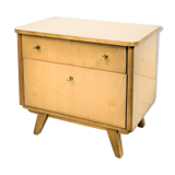 Table de chevet vintage en bois avec tiroir et placard, années 50