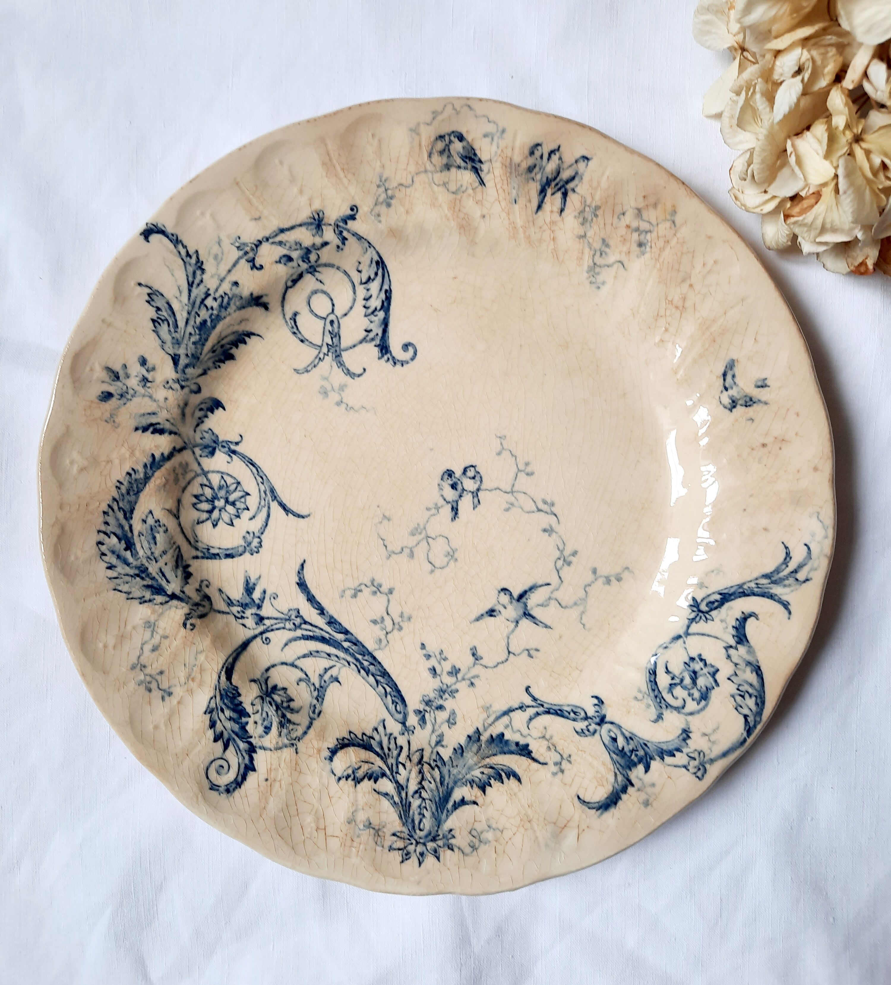 Antique dessert plates mismatched iron earth