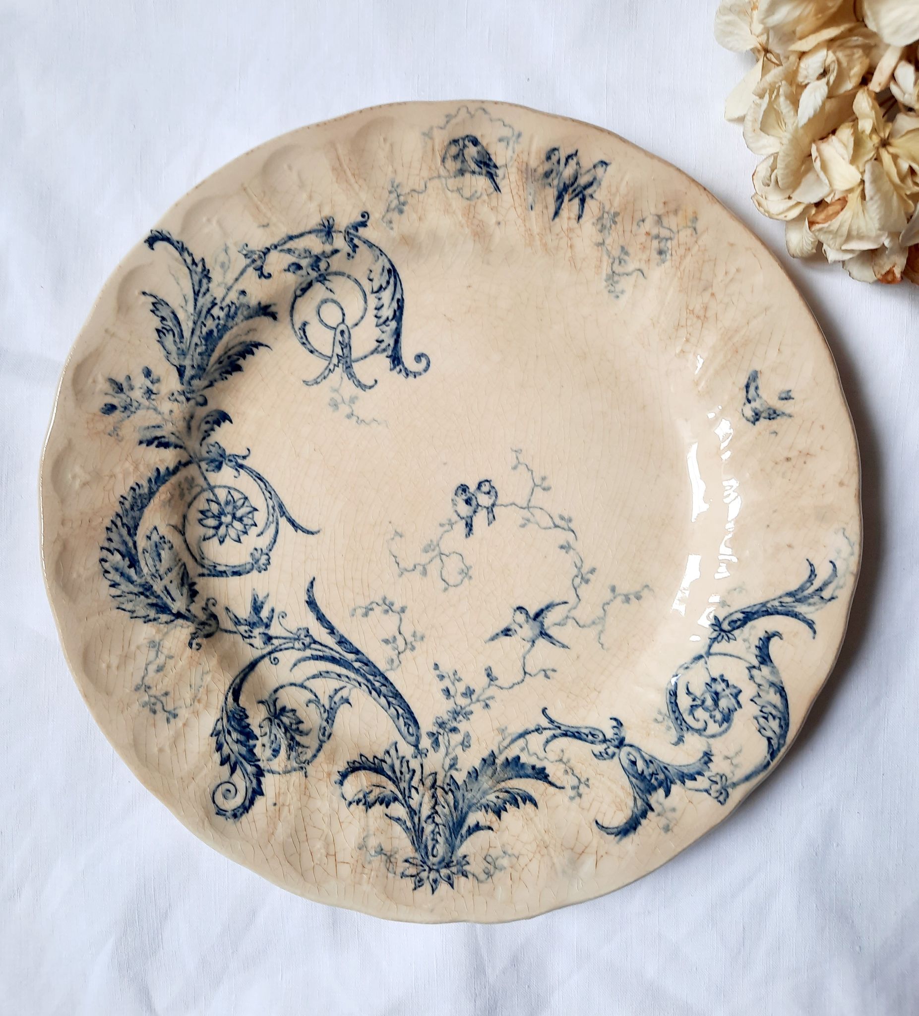 Antique dessert plates mismatched iron earth
