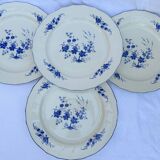 Ensemble de 4 assiettes Bleu de Tournay terre de fer