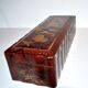 Antique glove box in Red China Lacquer decorated with golden birds
