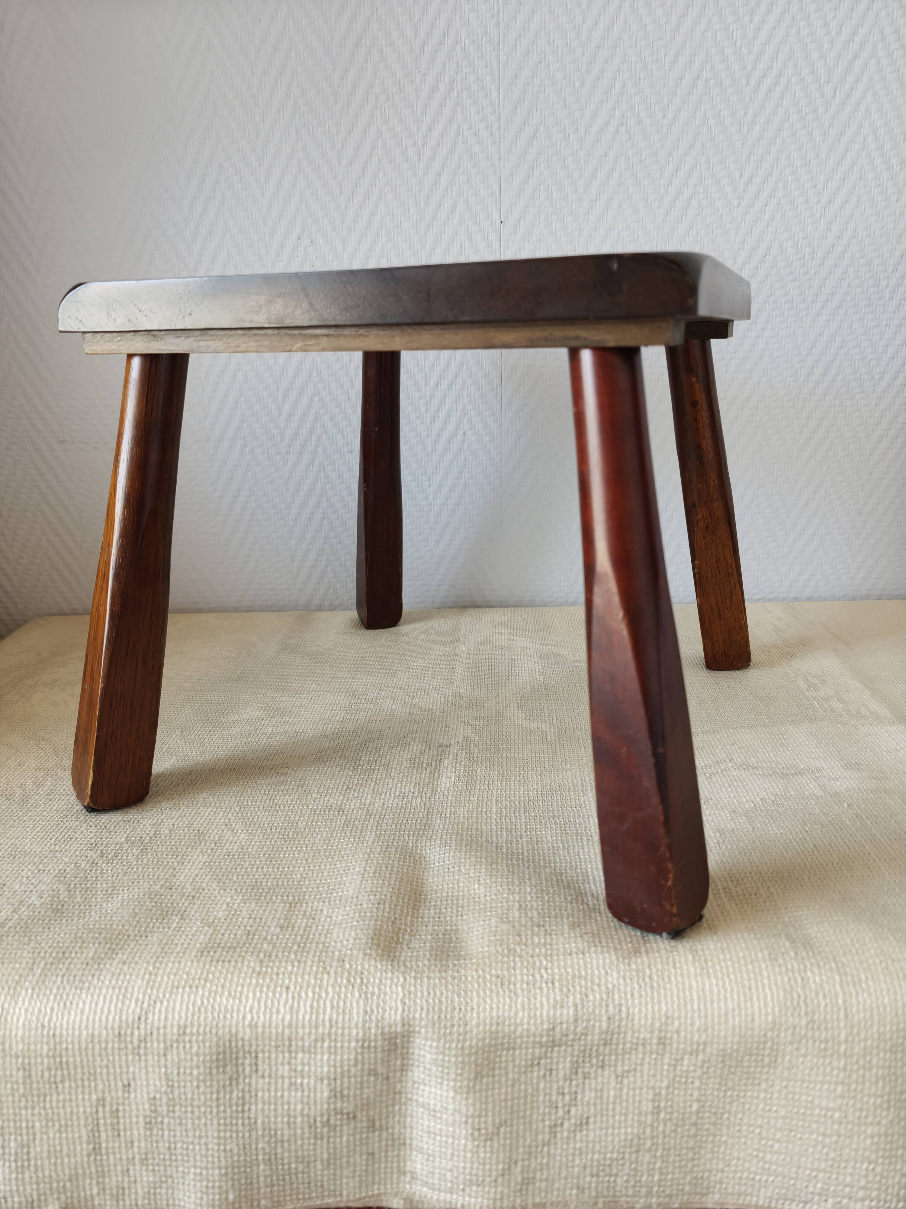 Wooden stool in Scandinavian style, handcrafted, circa 1960.