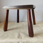 Wooden stool in Scandinavian style, handcrafted, circa 1960.