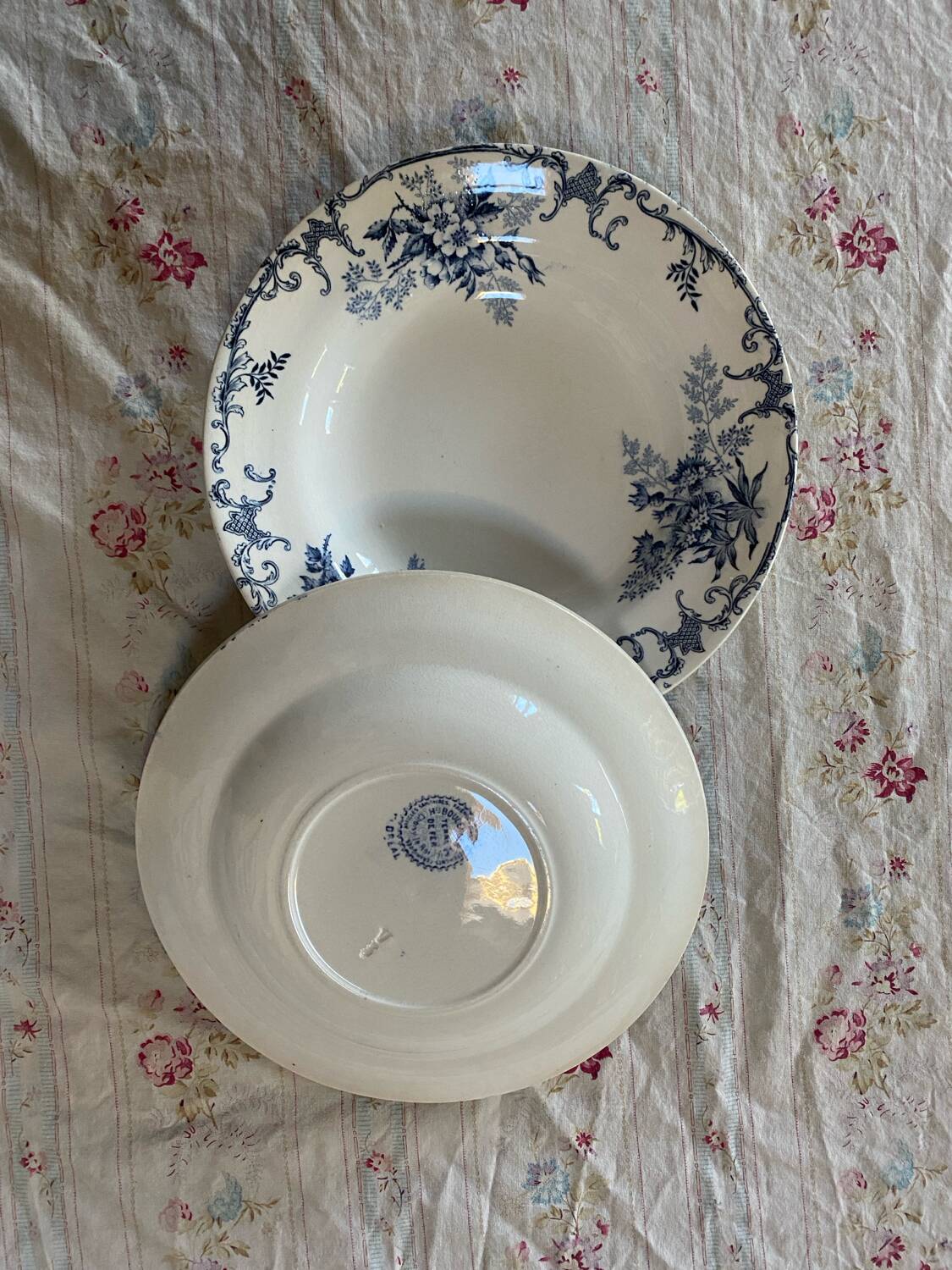 Set of 2 ironstone soup plates by Hippolyte Boulenger