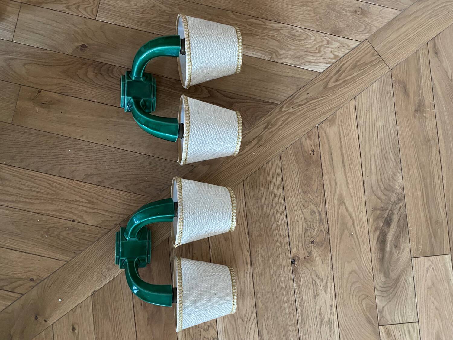 Pair of ceramic wall lights