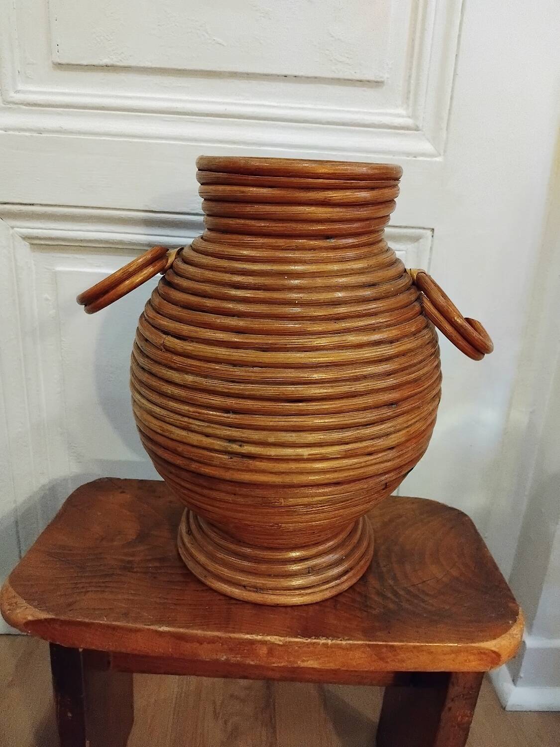 Handcrafted rattan amphora