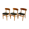Set de 3 chaises en teck et en hêtre, Farstrup, Danemark, 1960