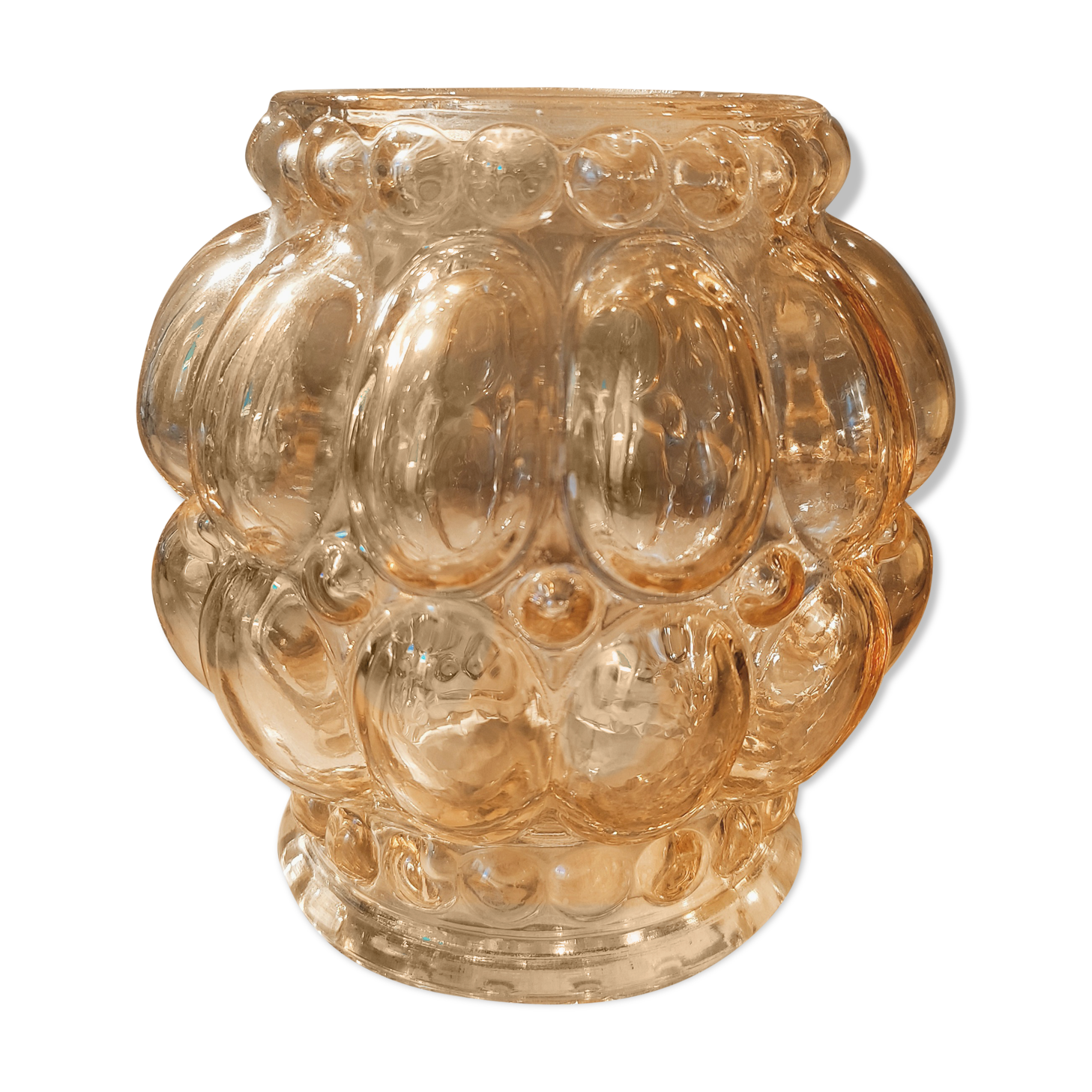 Tulip in iridescent golden glass