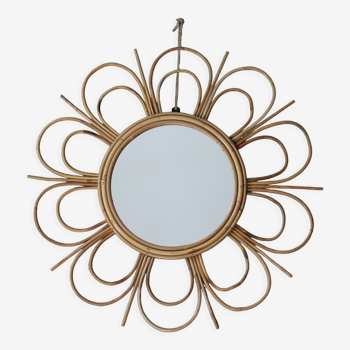 Rattan mirror 'Marguerite' from the vintage years