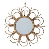 Miroir rotin 'Marguerite' des années vintage