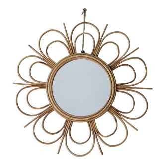 Rattan mirror 'Marguerite' from the vintage years