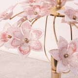 Amazing Murano Table Light Pink Flowers, 1980s