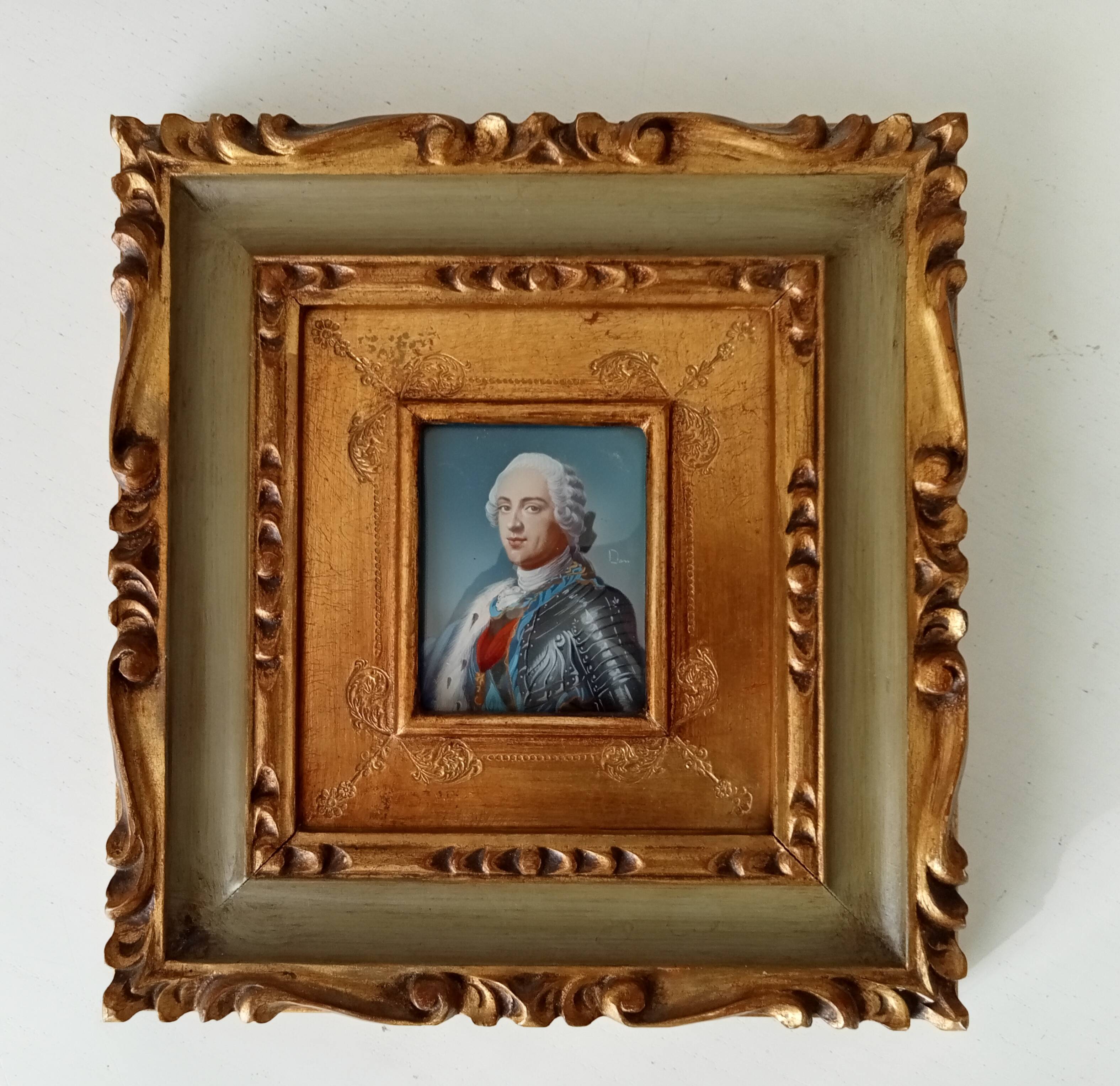 Louis XV vintage miniature portrait painting