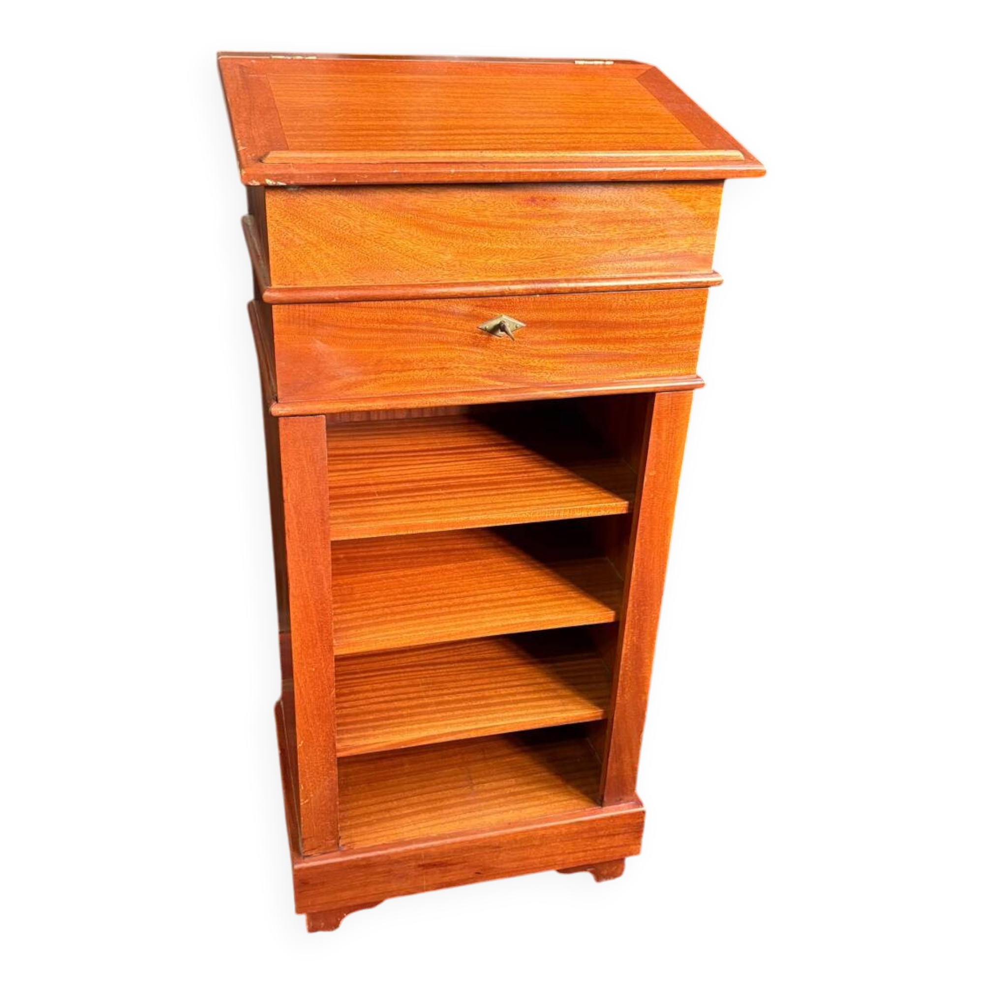 Wooden writing desk with storage, vintage 1950s.