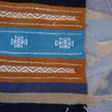 Carpet kilim orange blue white handmade, 120x65cm