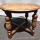 Table bureau d'armateur pieds balustre et rose des vents, style renaissance XIXe