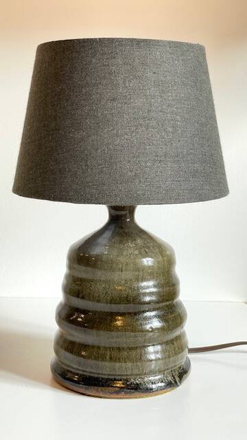 Vintage handmade stoneware geometric lamp