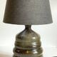 Vintage handmade stoneware geometric lamp