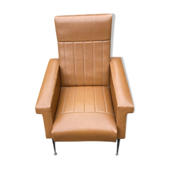 Vintage brown skaï armchair