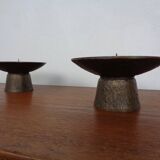 Brutalist Bronze Candleholders, 1960s, Set of 2