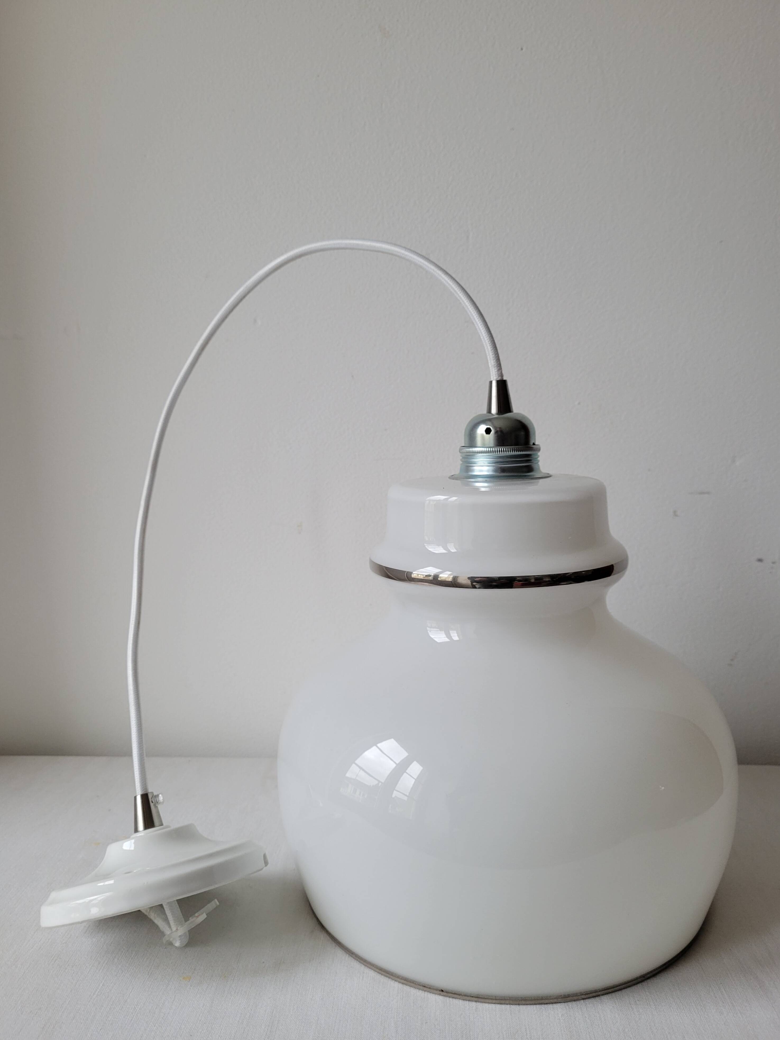 White opaline pendant light