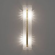 Pair of Art Deco Style Brass and Textured Murano Glass Sconces