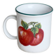 Vintage white ceramic mug with red apple pattern