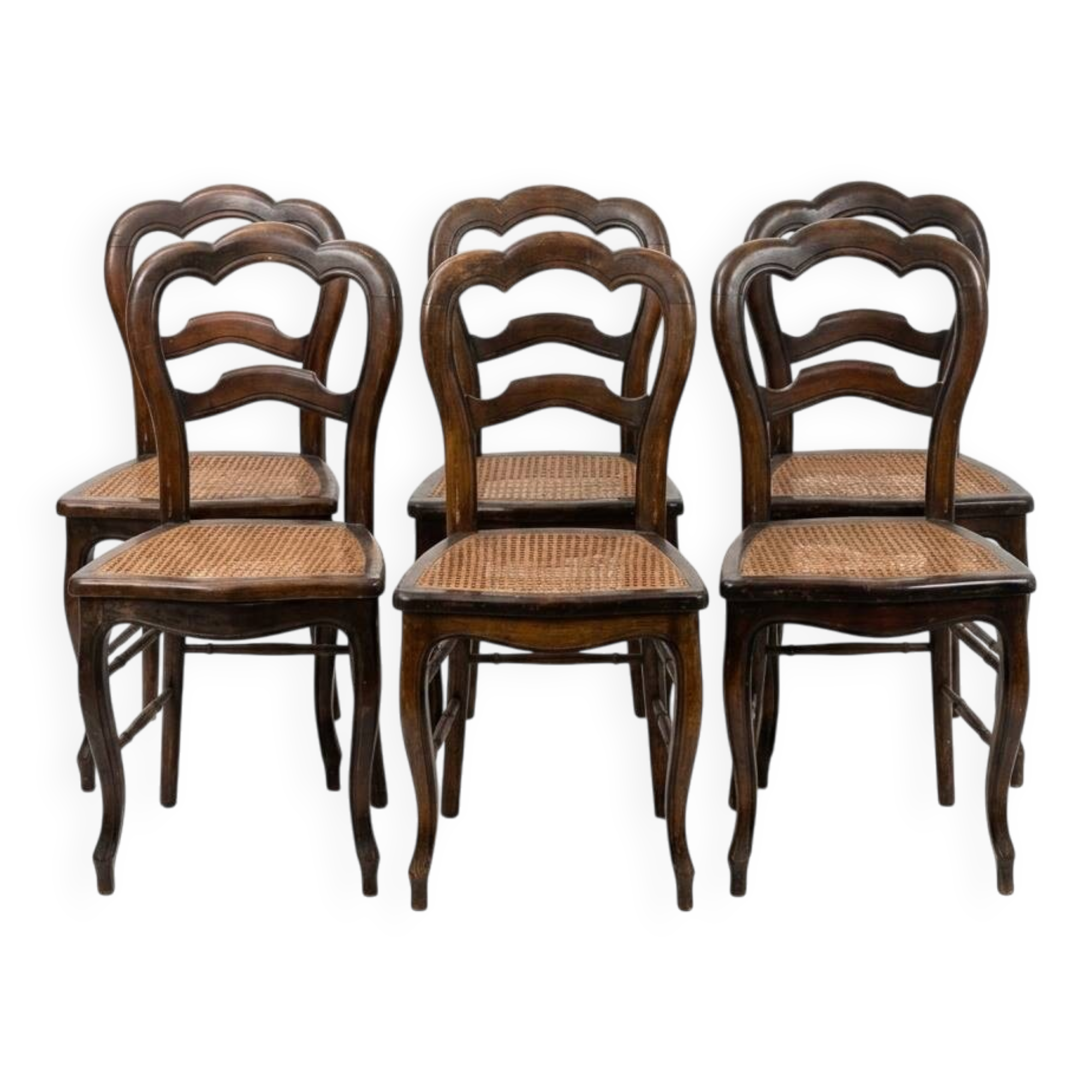 Série de 6 chaises à dossier trilobé de style Louis-Philippe