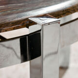 Coffee table with a stone top.